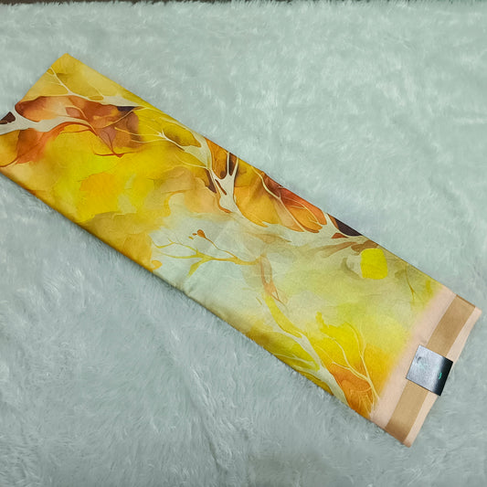 Yellow Marble Vegan Chiffon silk saree SA25704