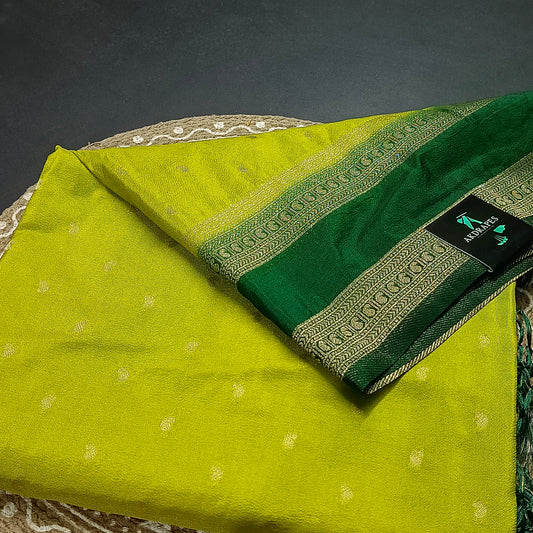 Green Green Kairika Vegan Viscose Crepe Silk Saree MA25163