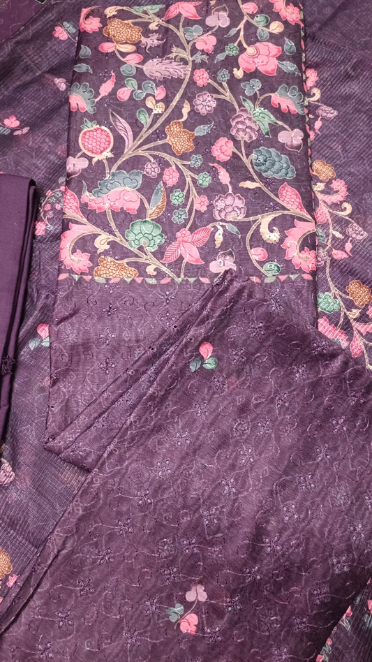 Wine chanderi hakoba suit PA25056