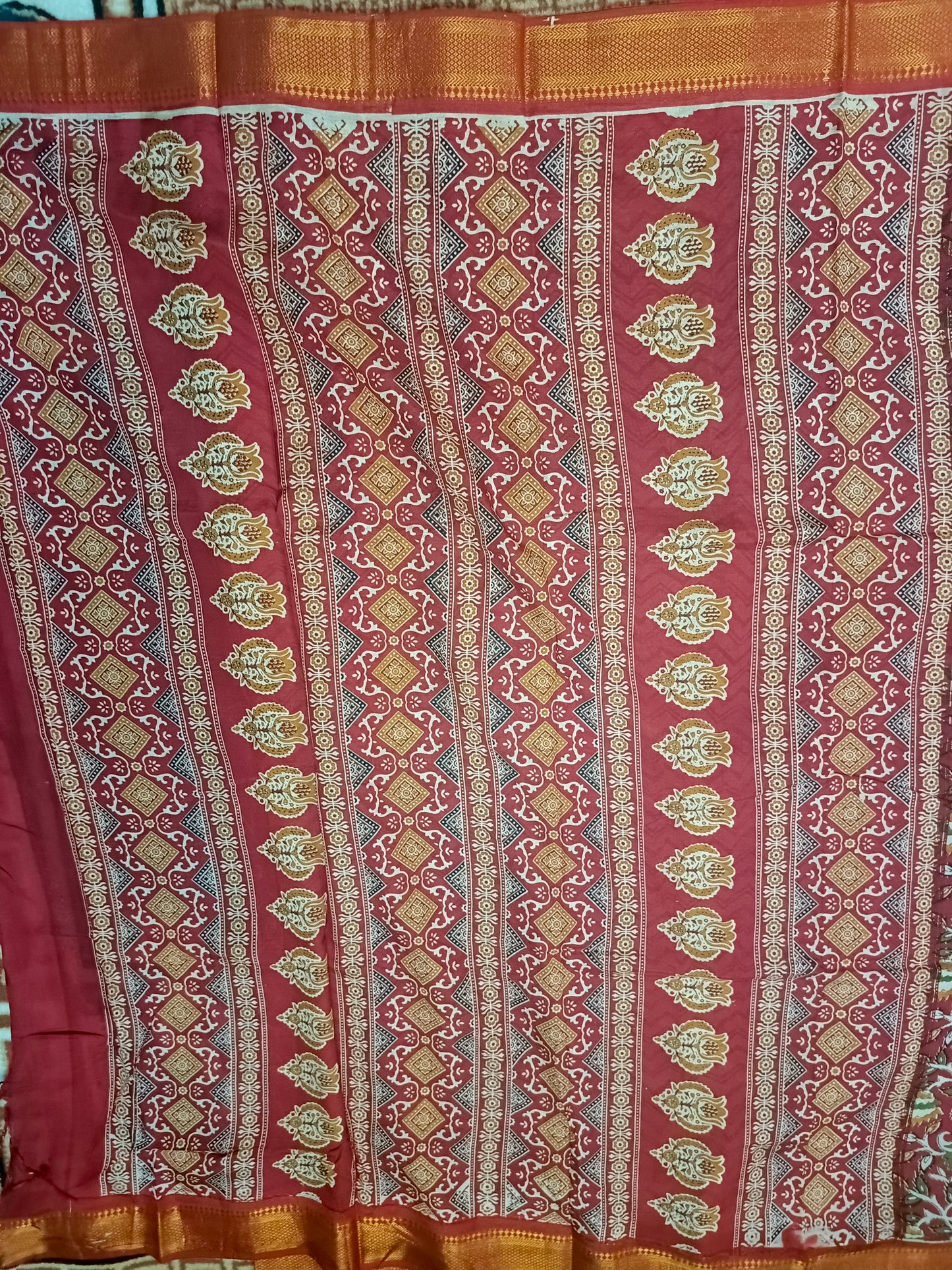 Red Kalamkari veg dyed Vegan Magalgiri silk cotton Saree HA25472