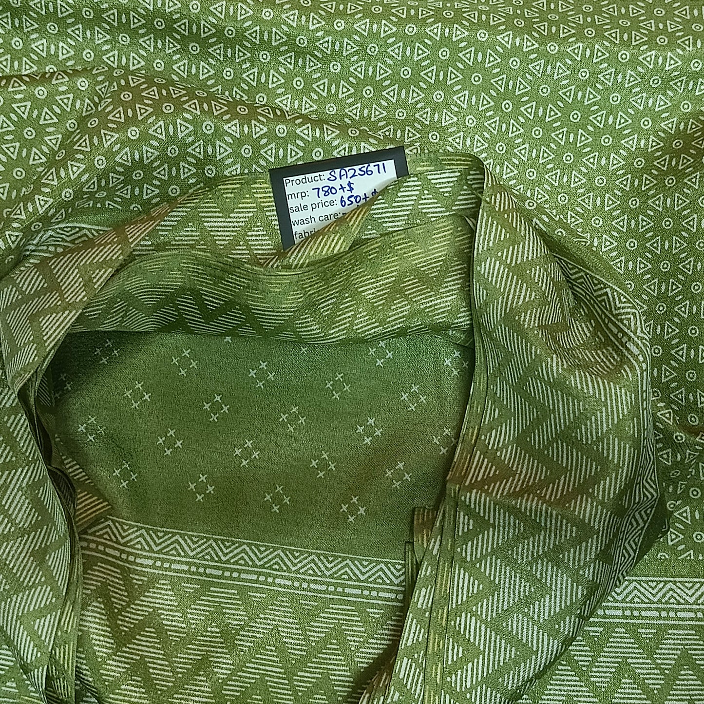 Green Kashmiri vegan crepe Silk vol 04 SA25671