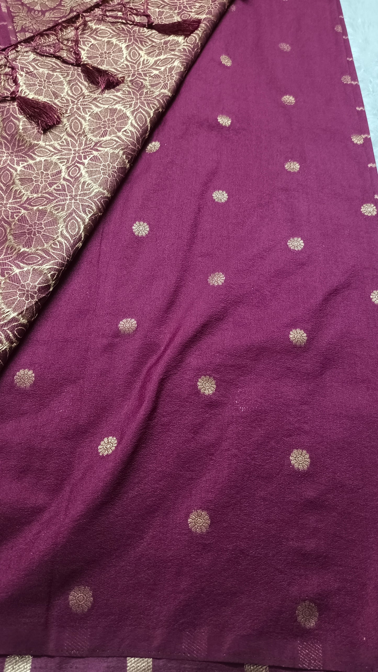 Wine Sudar Chakkram vegan kaddi georgette saree MA25093