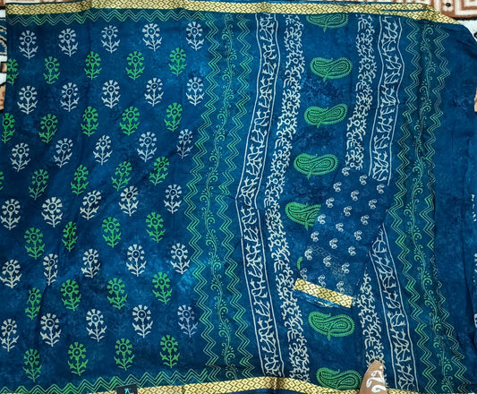 Blue Pina cola Vol 2 Vegan mull cotton saree HA25486