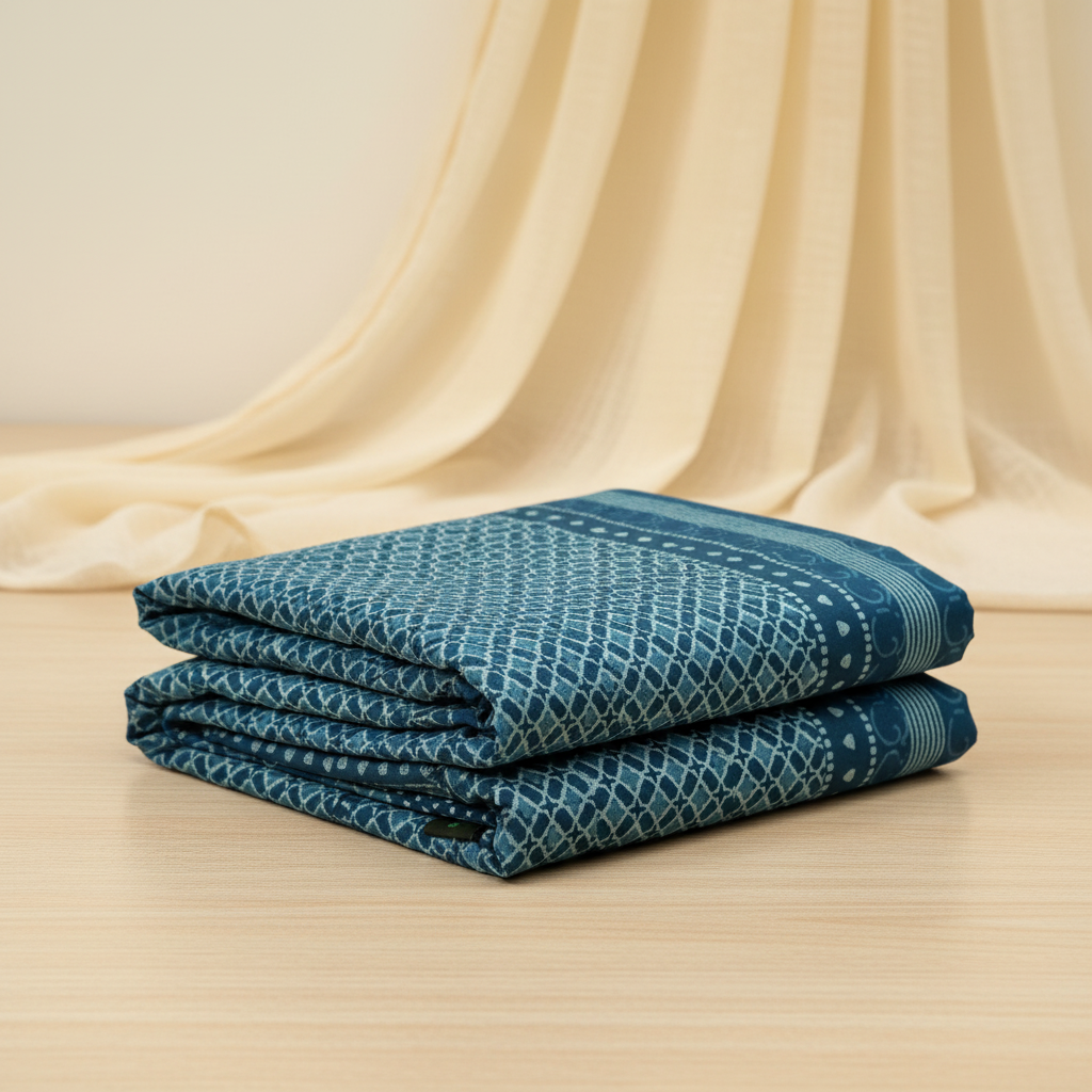 Indigo Vegan bamboo mull cotton saree HA25477