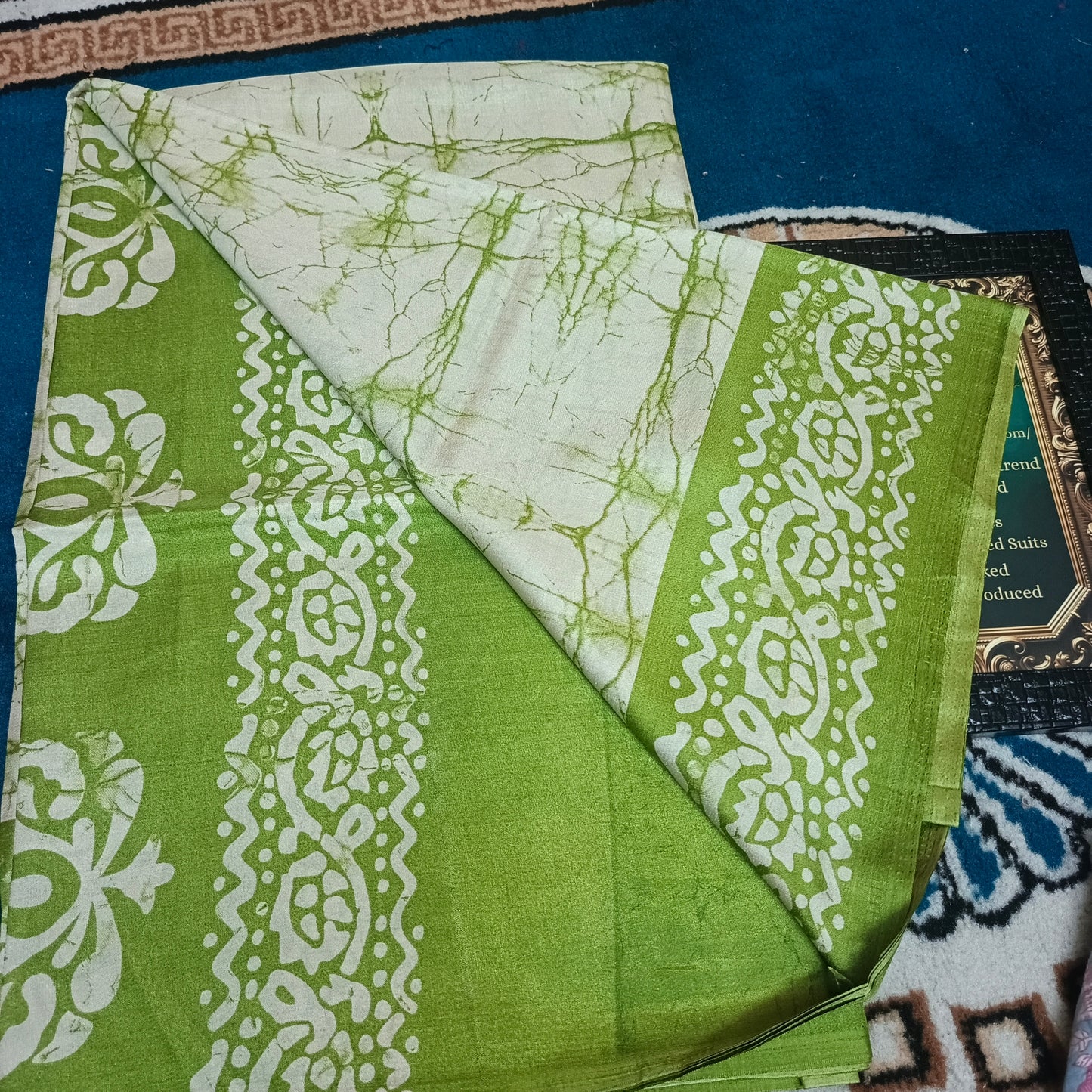 Fern Green Vriddhi silk vol 5 Batik vegan tussar crepe digital saree SA25653