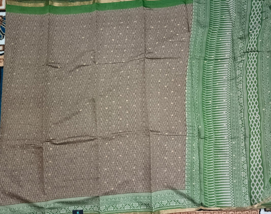 Grey Bamboo zari Vegan Chanderi cotton saree HA25464