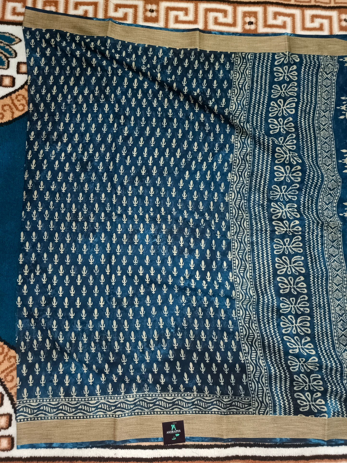 Navy Blue Pina cola vol 1 Rapid discharge Vegan mull cotton saree HA25489