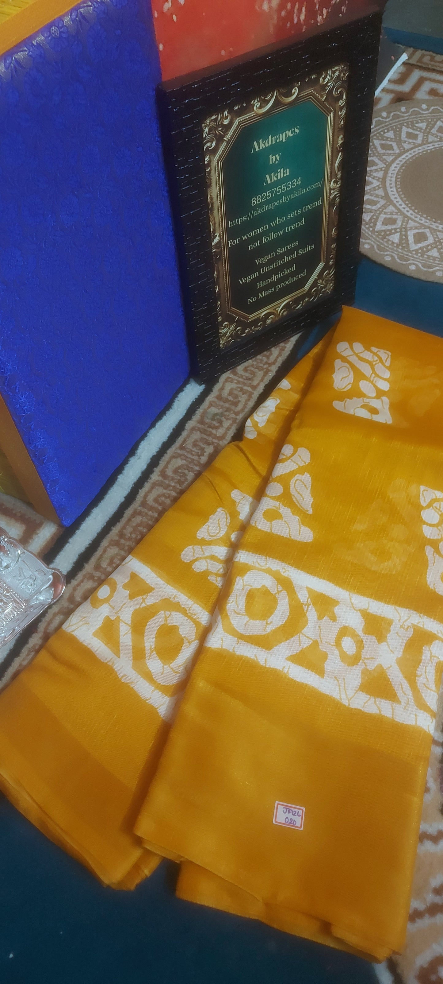 Yellow Batik lenin zari border saree JA26020