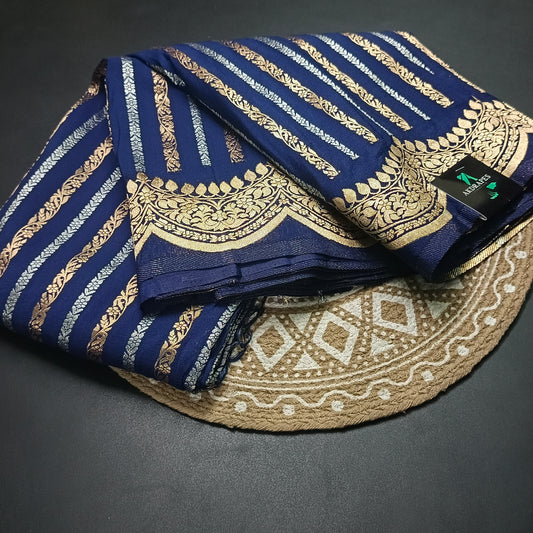 Navy blue Kanakavalli Premium vegan kaddi georgette saree MA25239