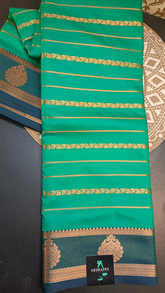 Sapphire green blue Veldhari Vegan mysore silk saree MA25090