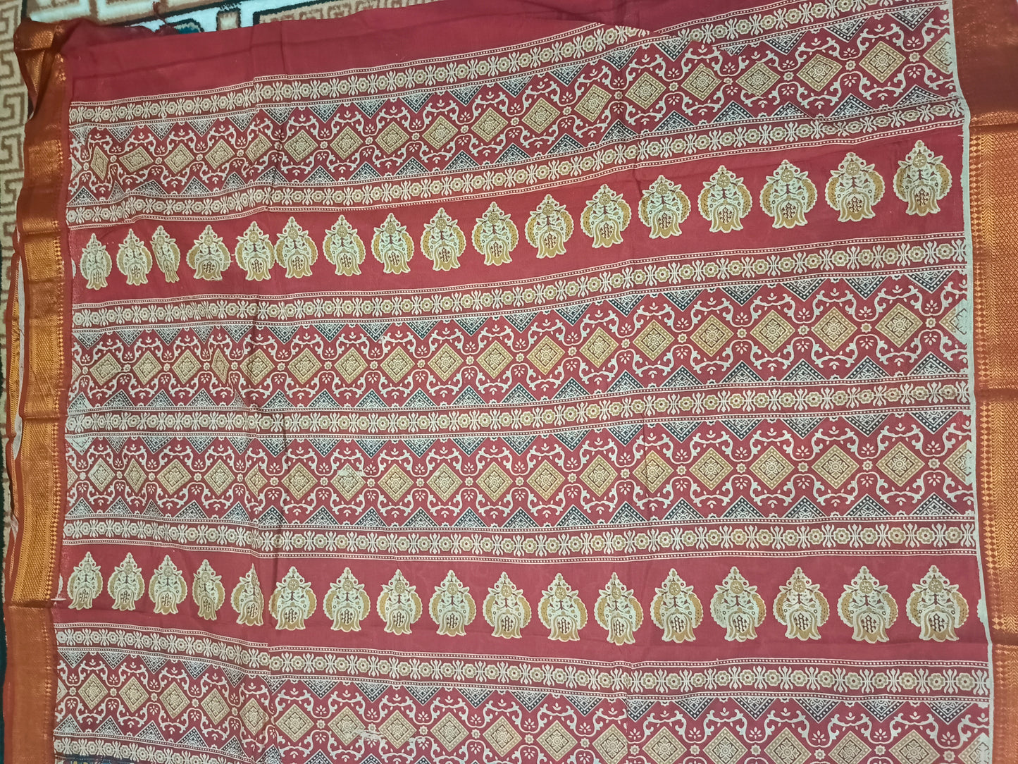 Blue Kalamkari veg dyed Vegan Magalgiri silk cotton Saree HA25474