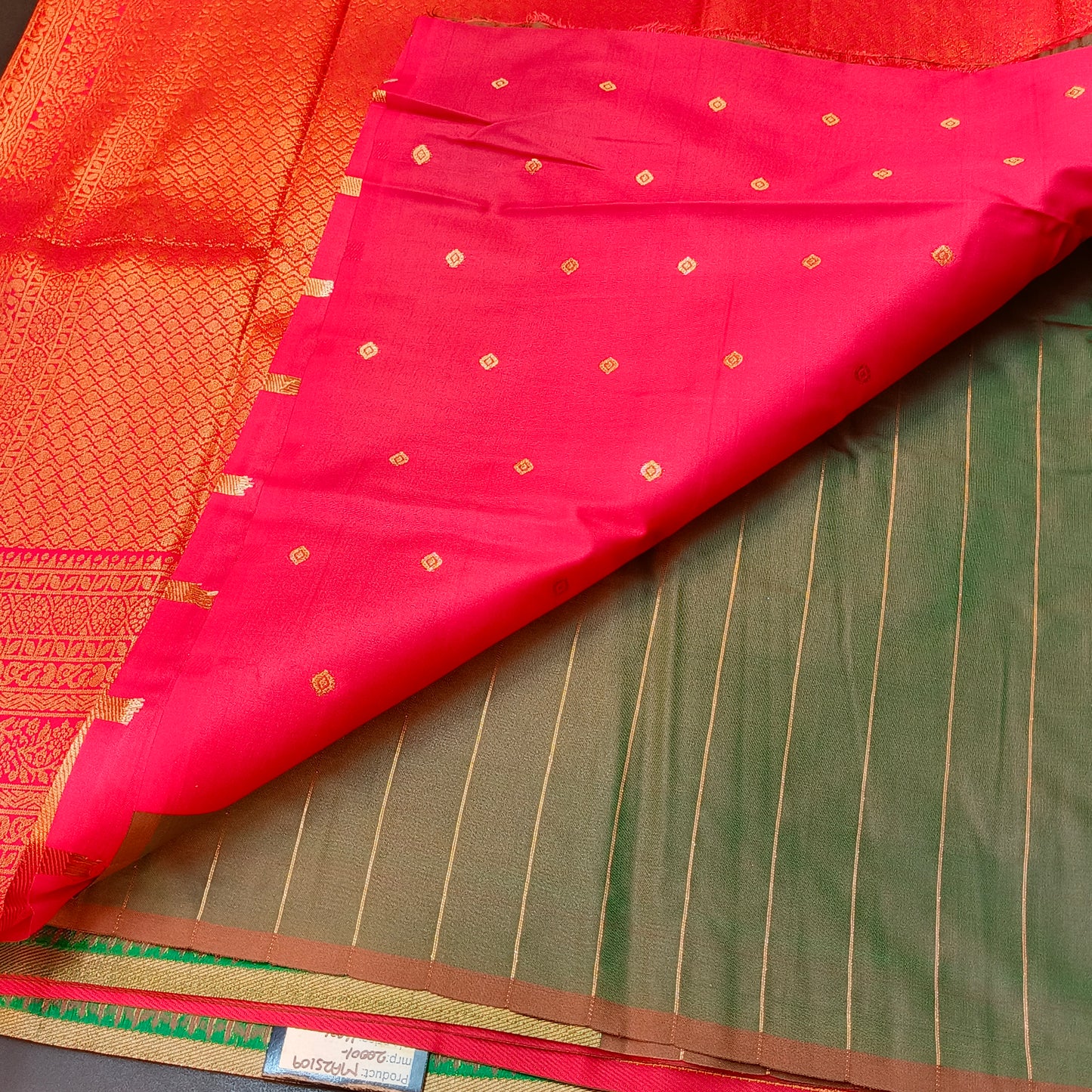 Green Red Maragatha Muhurtham Vegan Kanchi Silk Saree MA25109