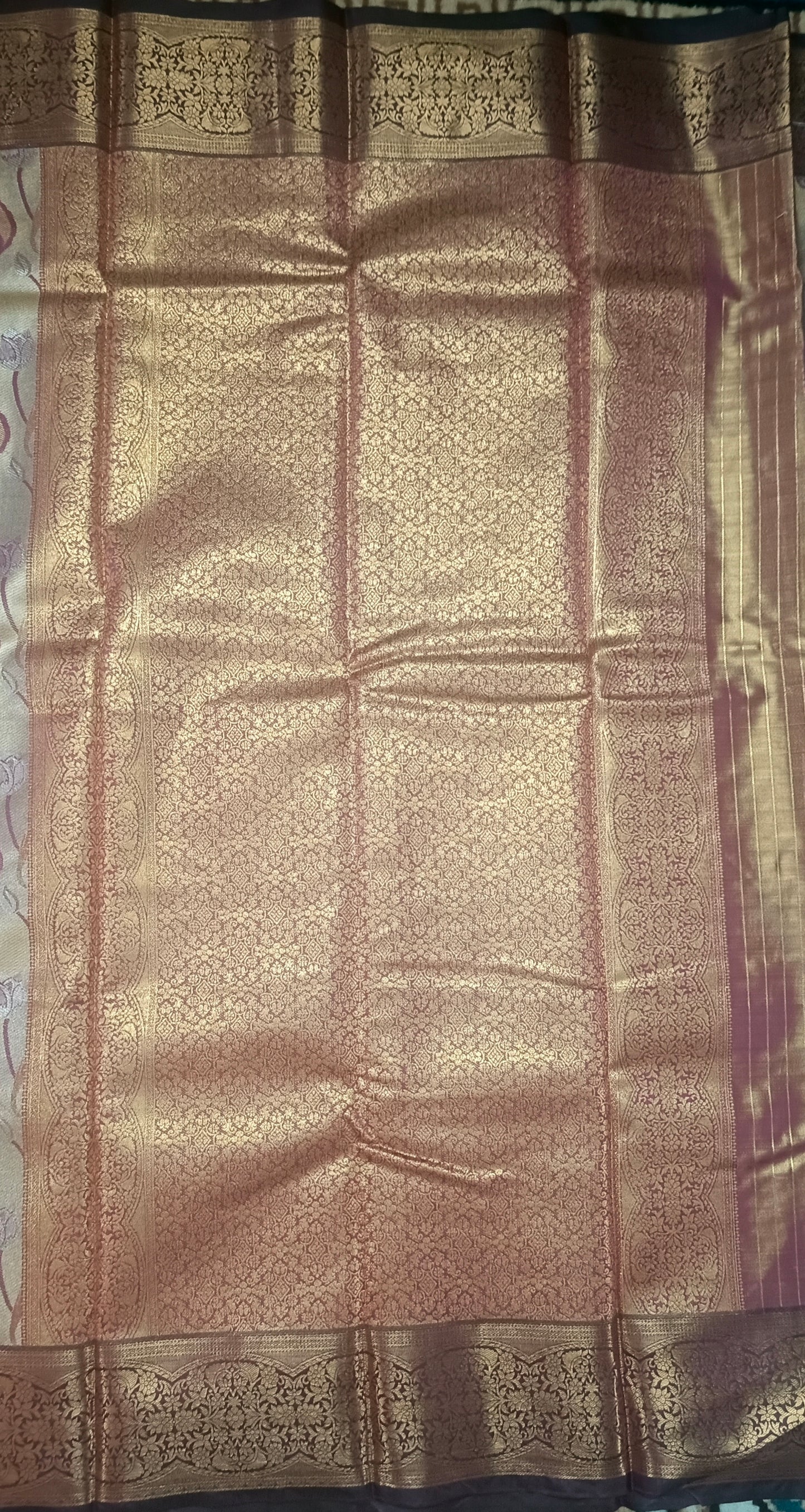 Wine Tulika golden bridal tissue Vegan kanchi saree JA25290