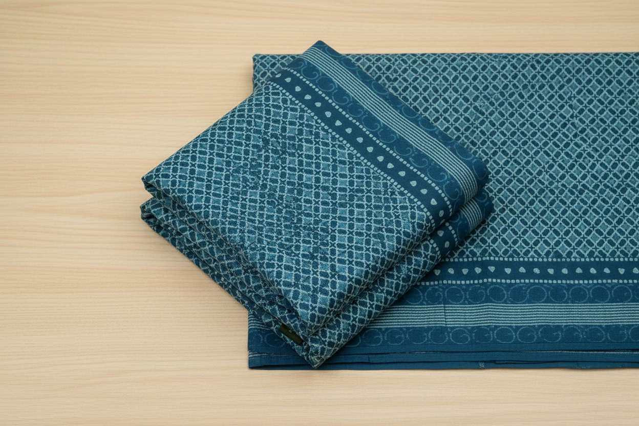 Indigo Vegan bamboo mull cotton saree HA25477