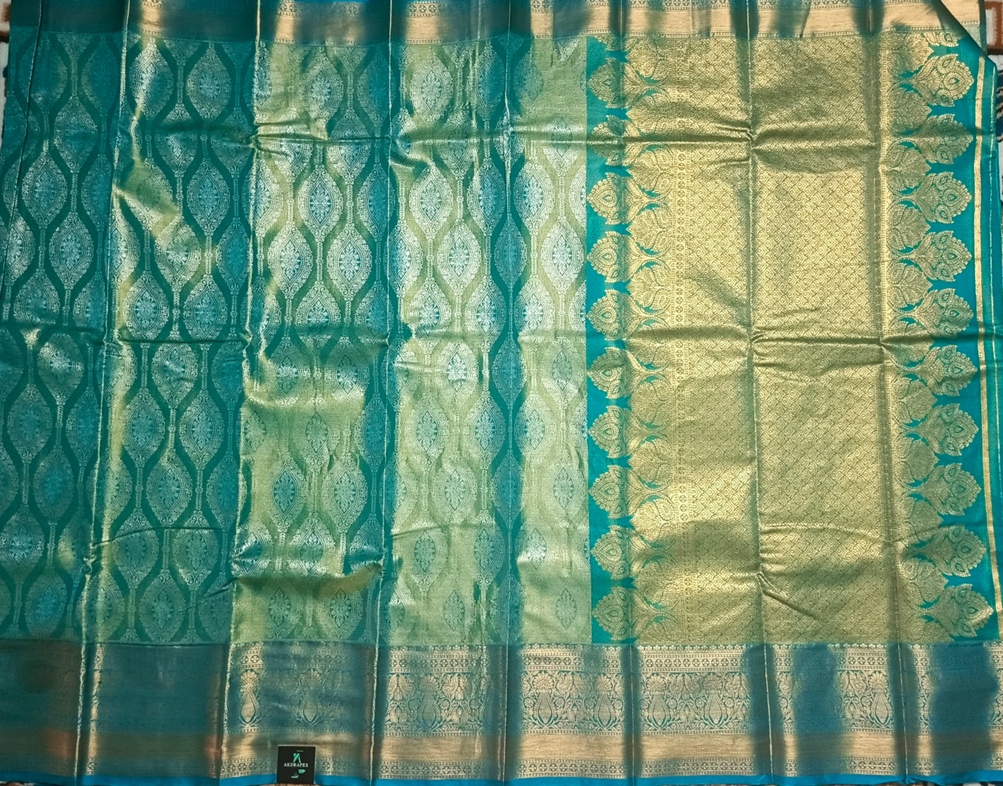Sea blue Swarnika Vegan bridal silk saree JA25314