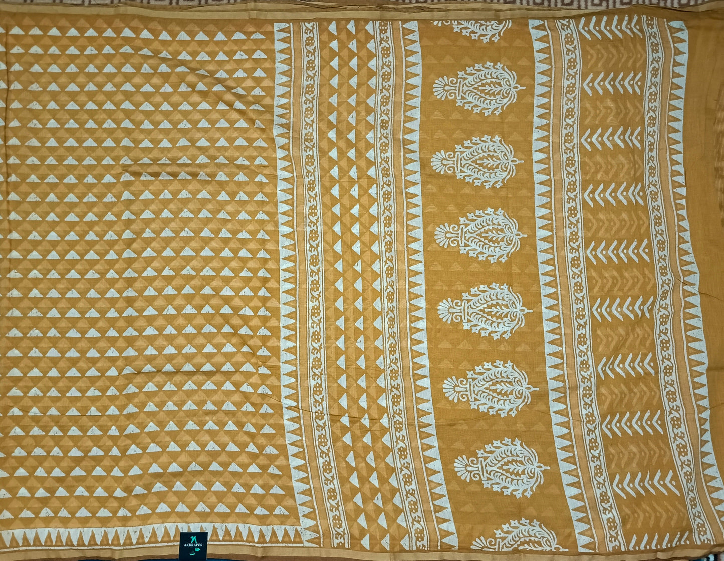 Yellow Rapid discharge Vegan chanderi cotton saree HA25456