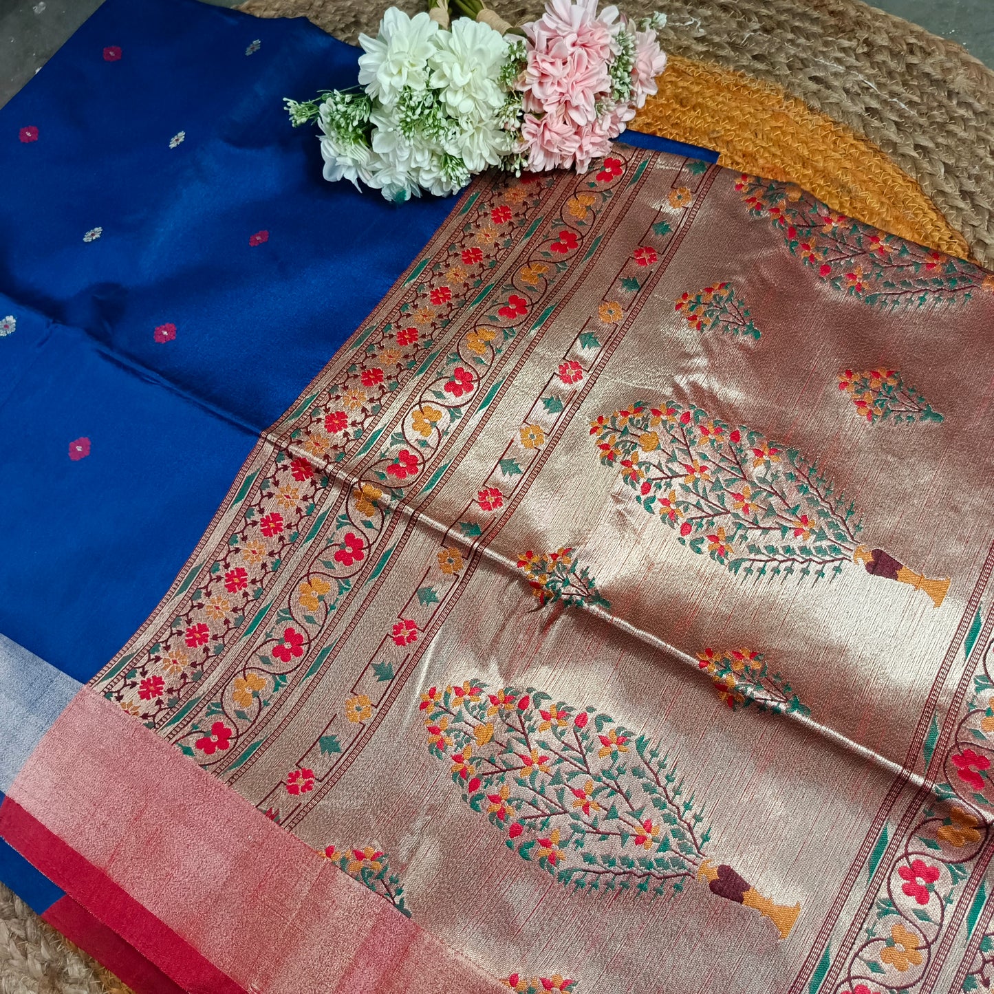 Royal Blue Pythani Vegan Raw Silk Saree HA25533