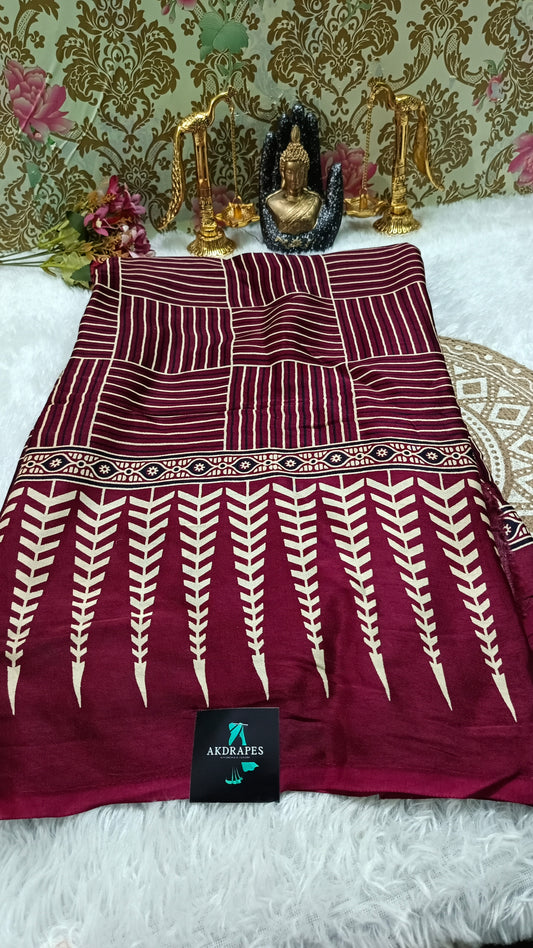 Maroon Mystic Mashru vegan silk saree SA25858