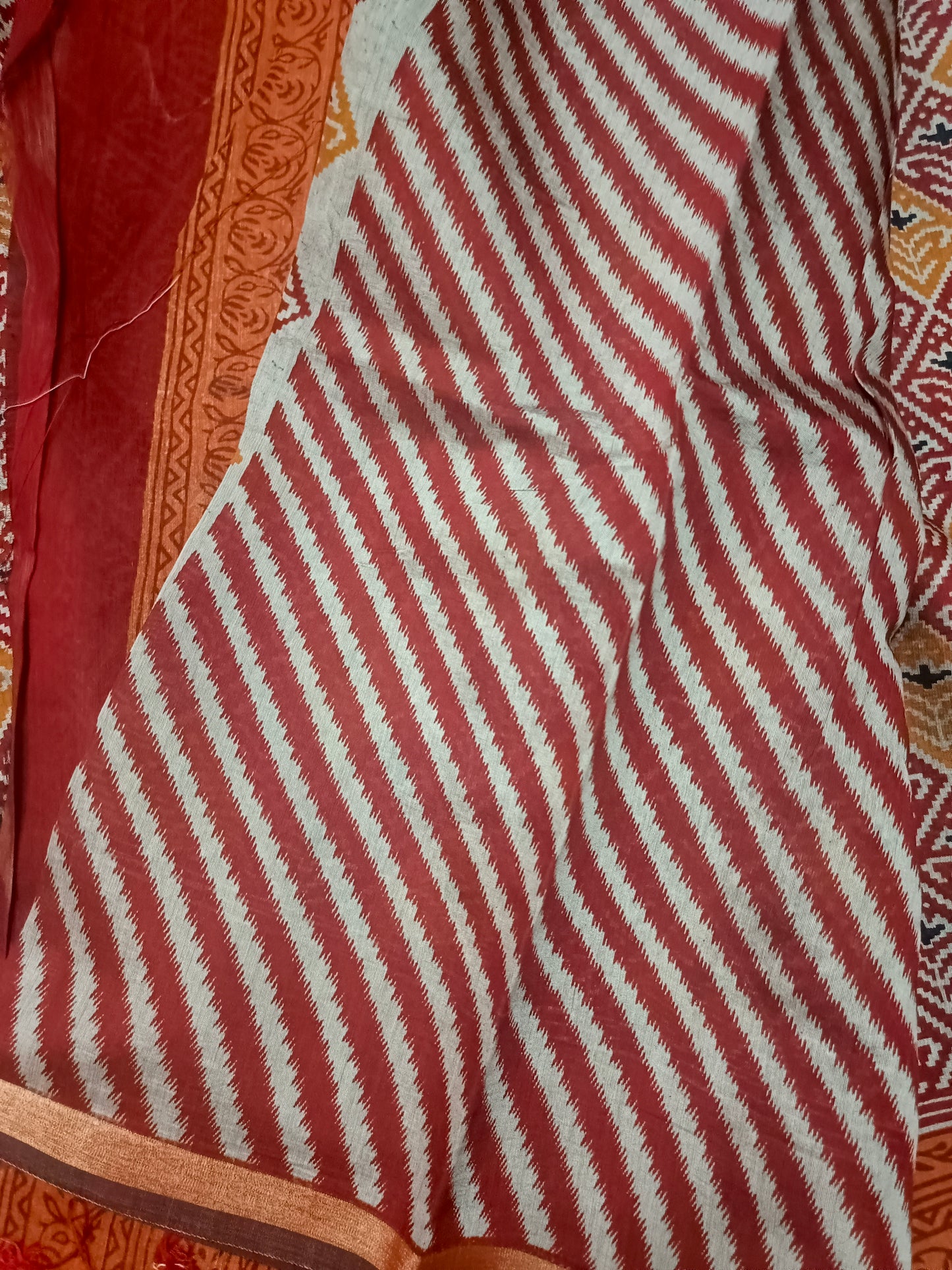 Red Bamboo Gamthi printed vegan chanderi saree HA25496