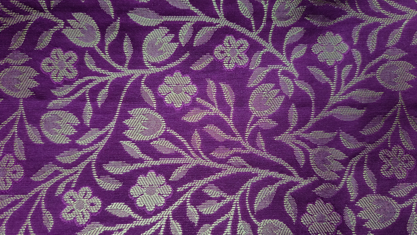 Violet with ice blue Aishwariyam vegan kanchi brocade silk saree LA25950