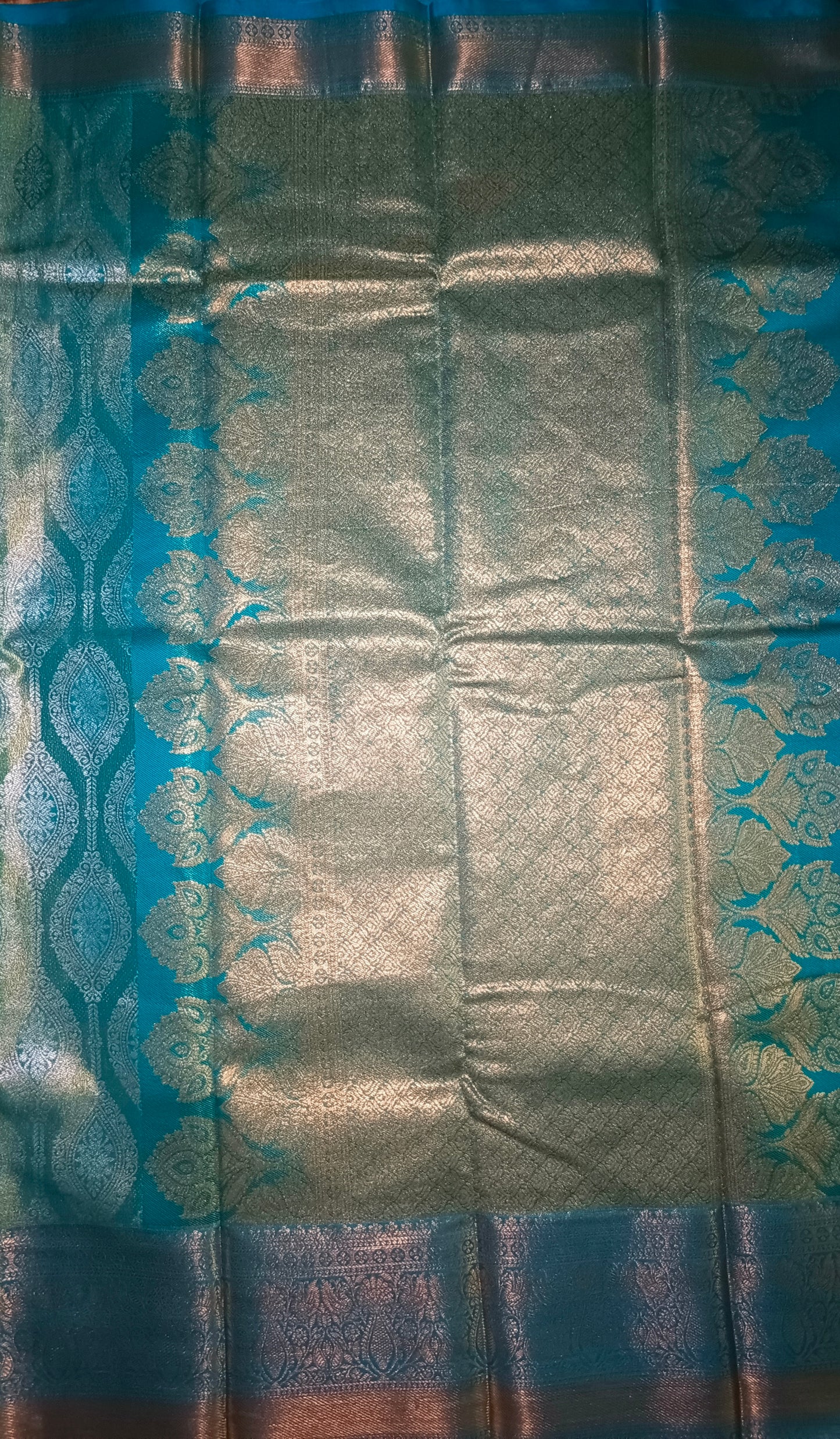 Sea blue Swarnika Vegan bridal silk saree JA25314