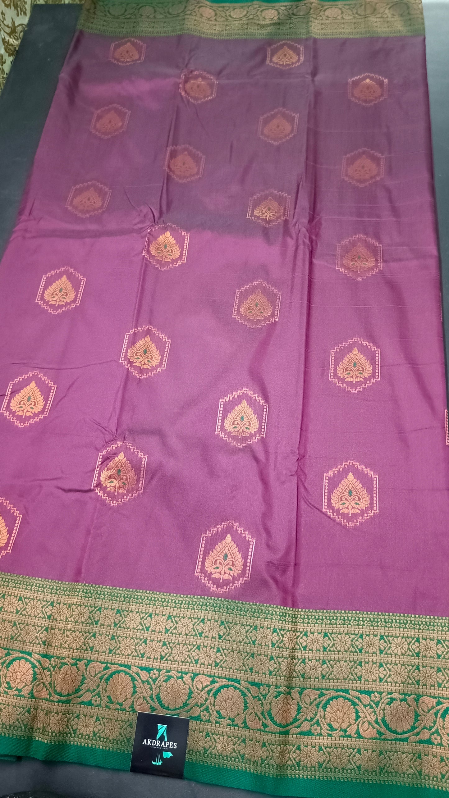 Dark Purple Green Anantha vastra Vegan Kanchi soft silk saree MA25122