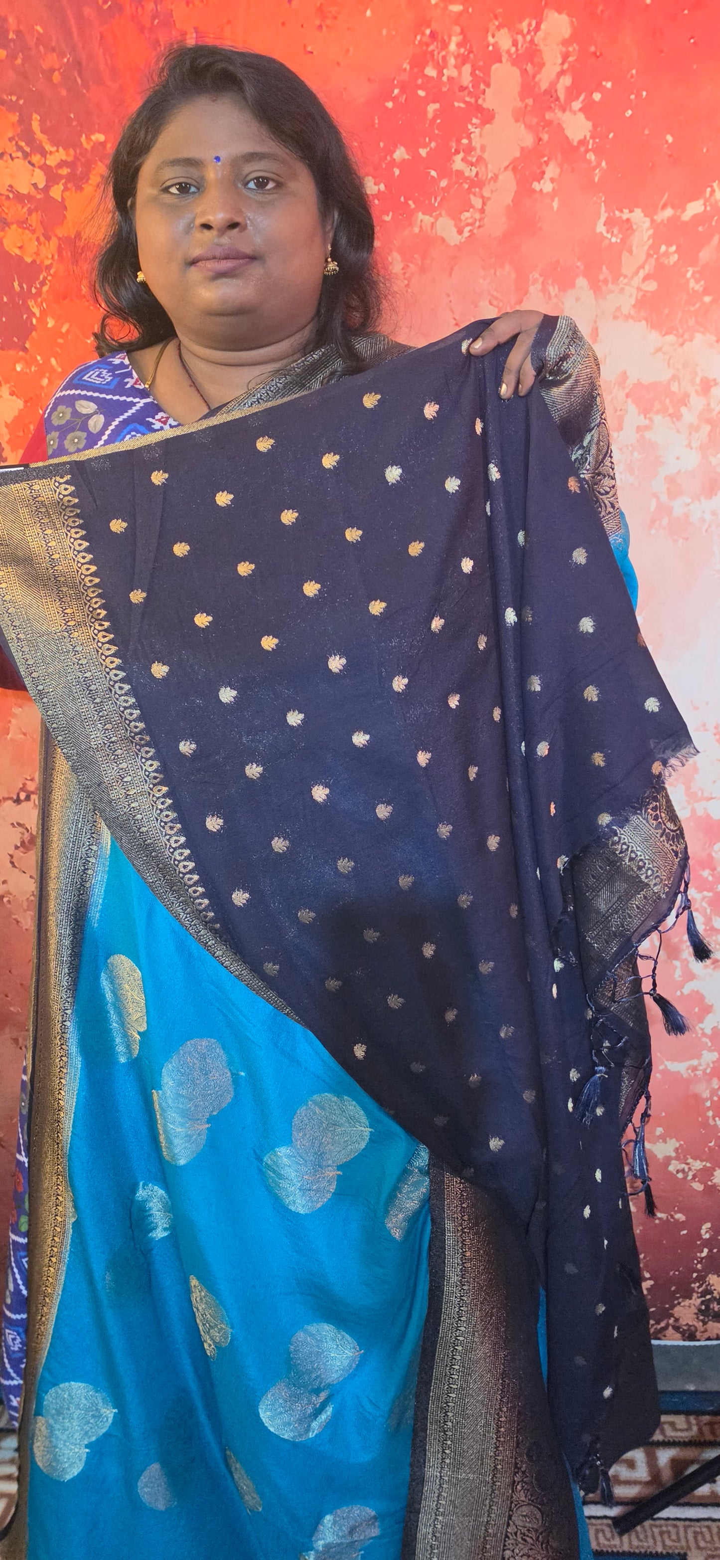Sapphire Blue banarasi vana premium vegan Kaddi georgette saree MA25208