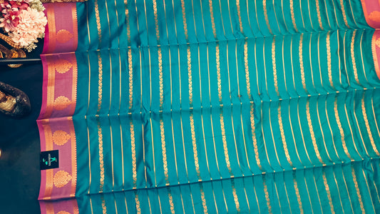 Sea blue purple Veldhari Vegan mysore silk saree MA25089
