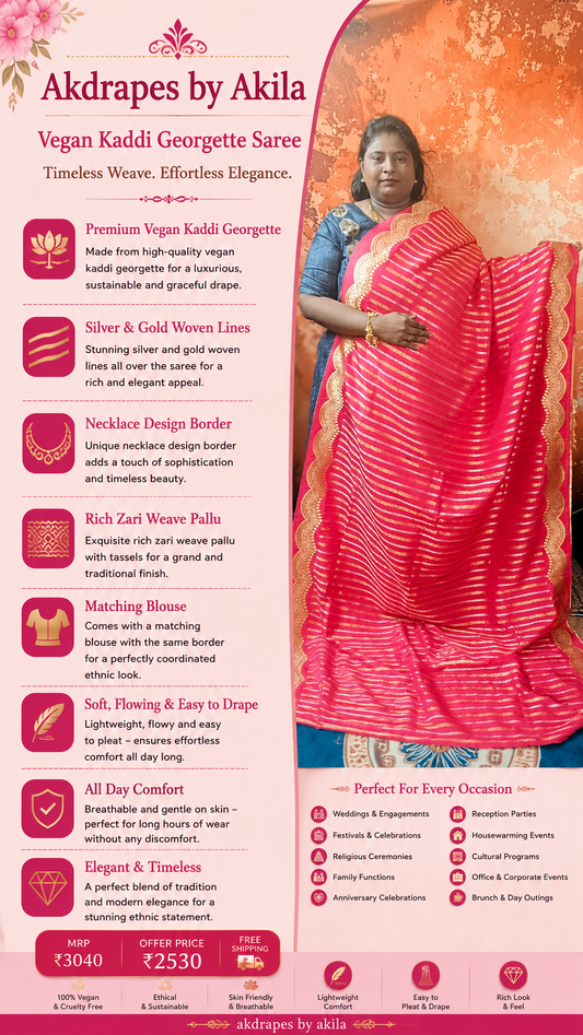 Pink Kanakavalli Premium vegan kaddi georgette saree MA25236