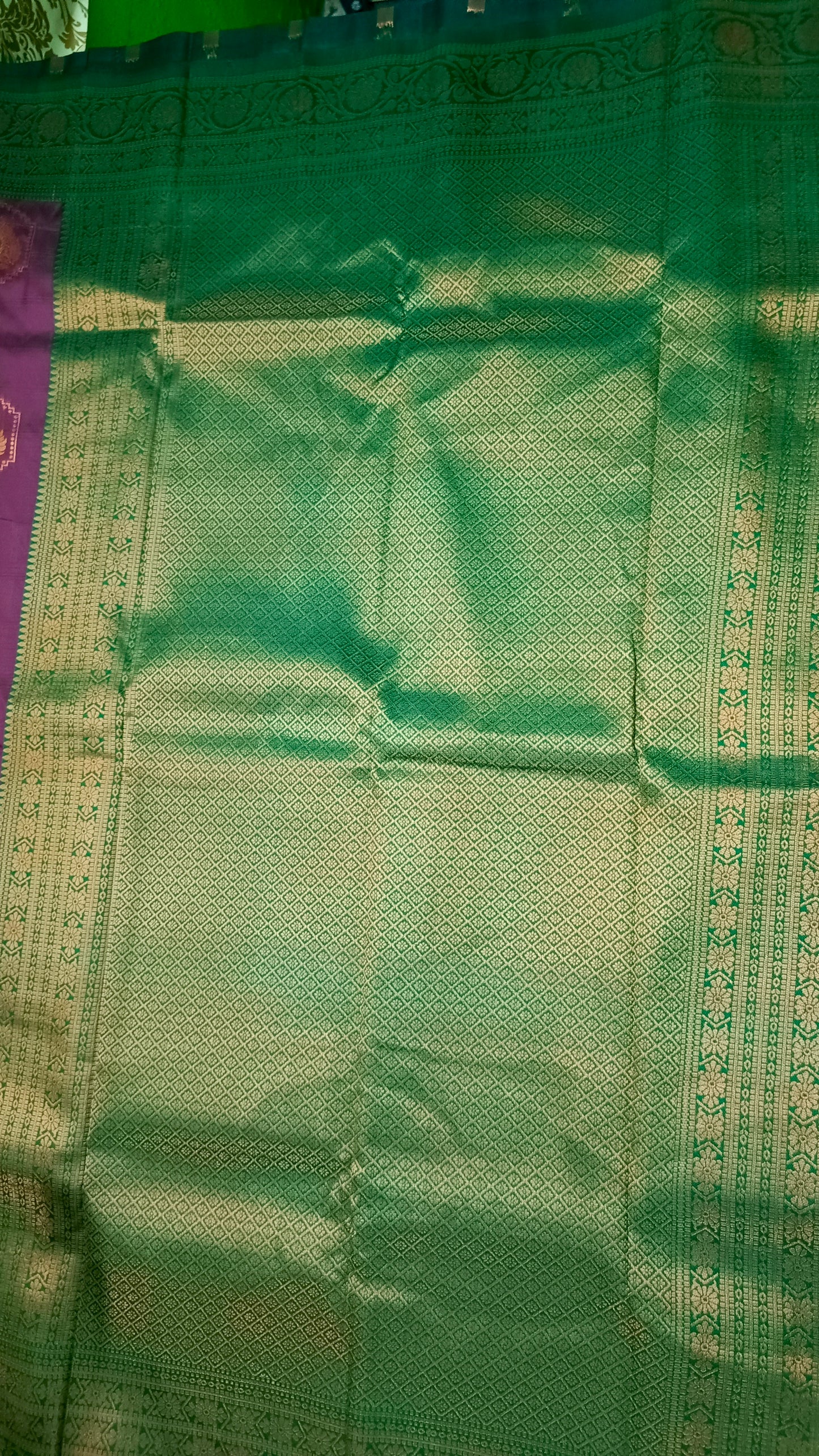 Dark Purple Green Anantha vastra Vegan Kanchi soft silk saree MA25122