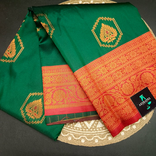 Bottle green Maroon Anantha vastra Vegan Kanchi soft silk saree MA25117