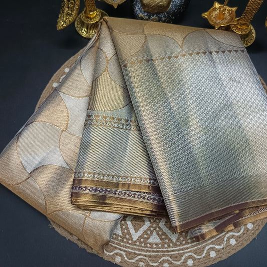 copper Radiance Heritage vegan self tissue kanchi silk saree LA25937