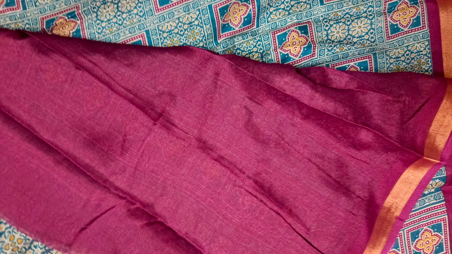 Blue sugandha vegan digital malai cotton saree SA25577