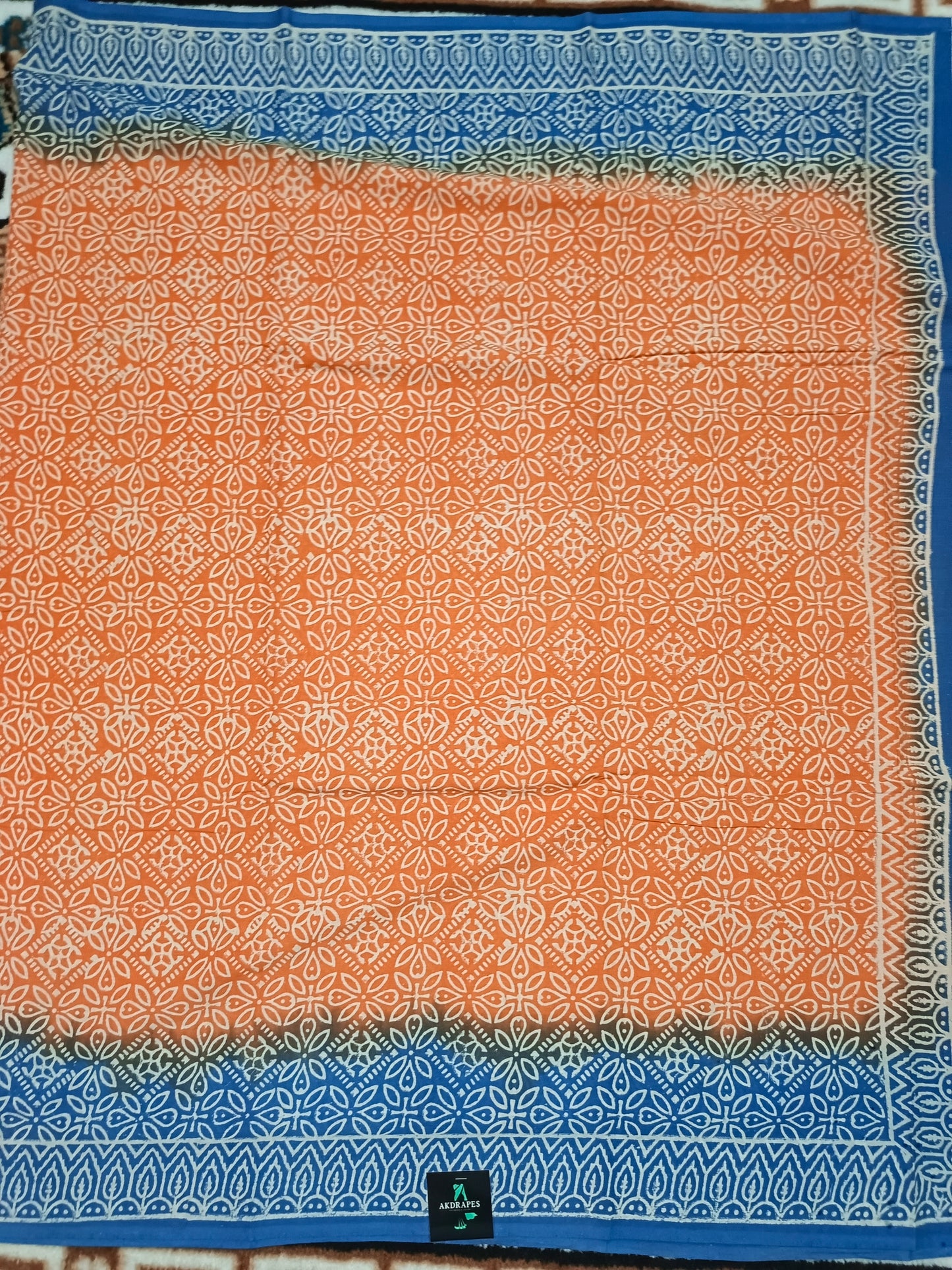 Orange Vegan floral Jaipur cotton saree SA25752