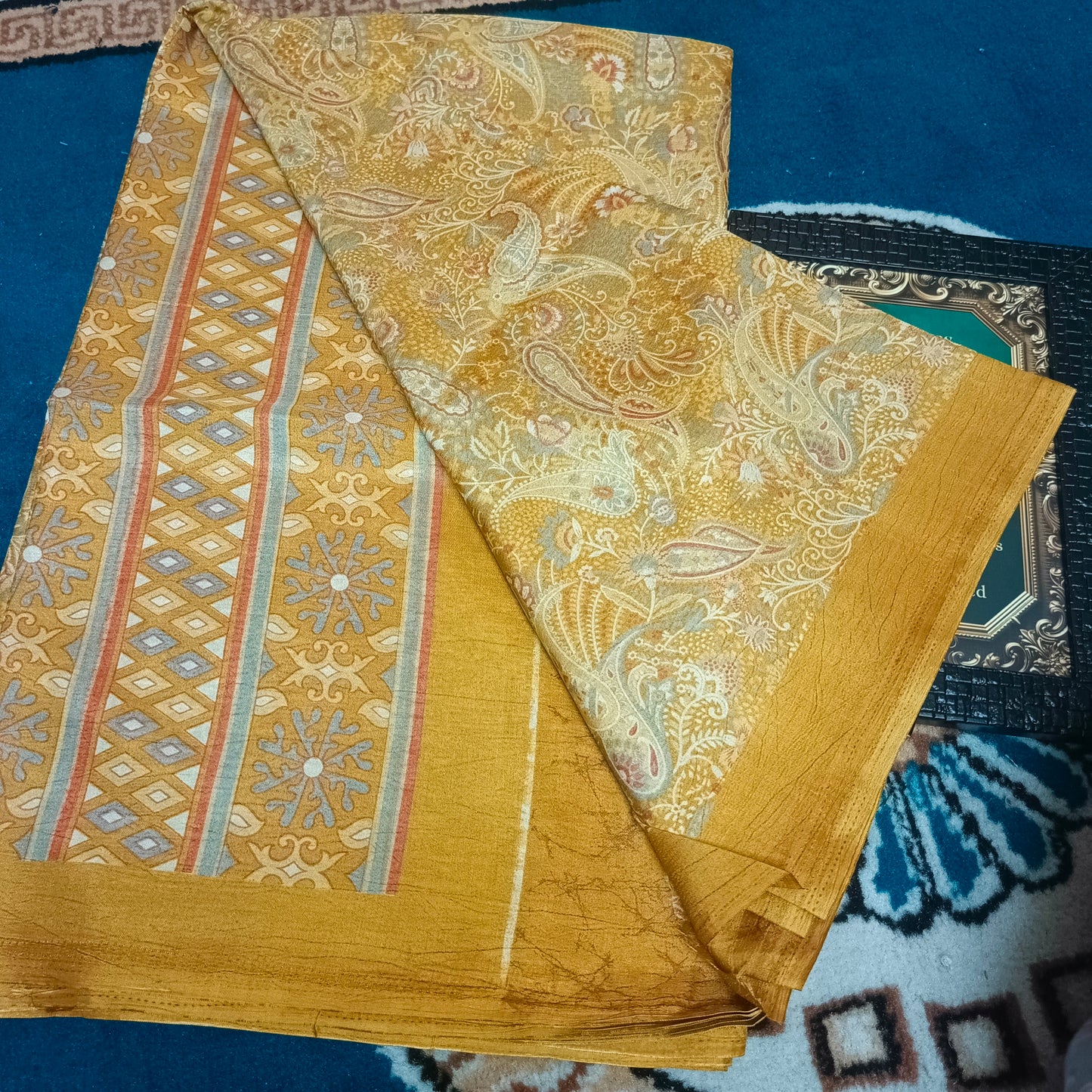 Yellow Vriddhi silk vol 4 Paisley vegan tussar crepe digital saree SA25649