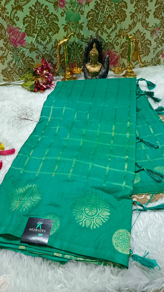 Sapphire Green Sudar Chakkram vegan kaddi georgette saree MA25098