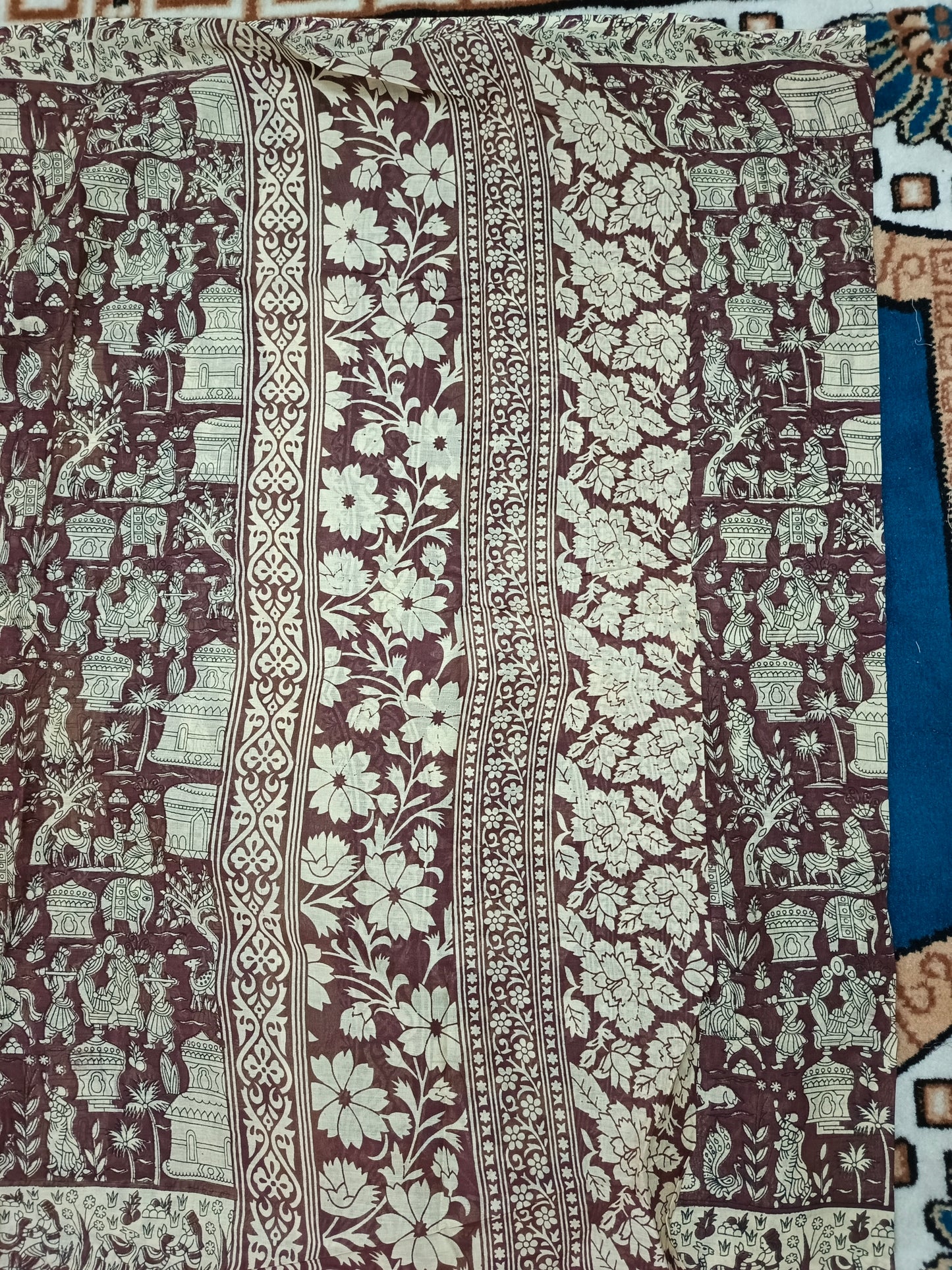 Brown Ganga Mull Cotton kalamkari saree SA25857