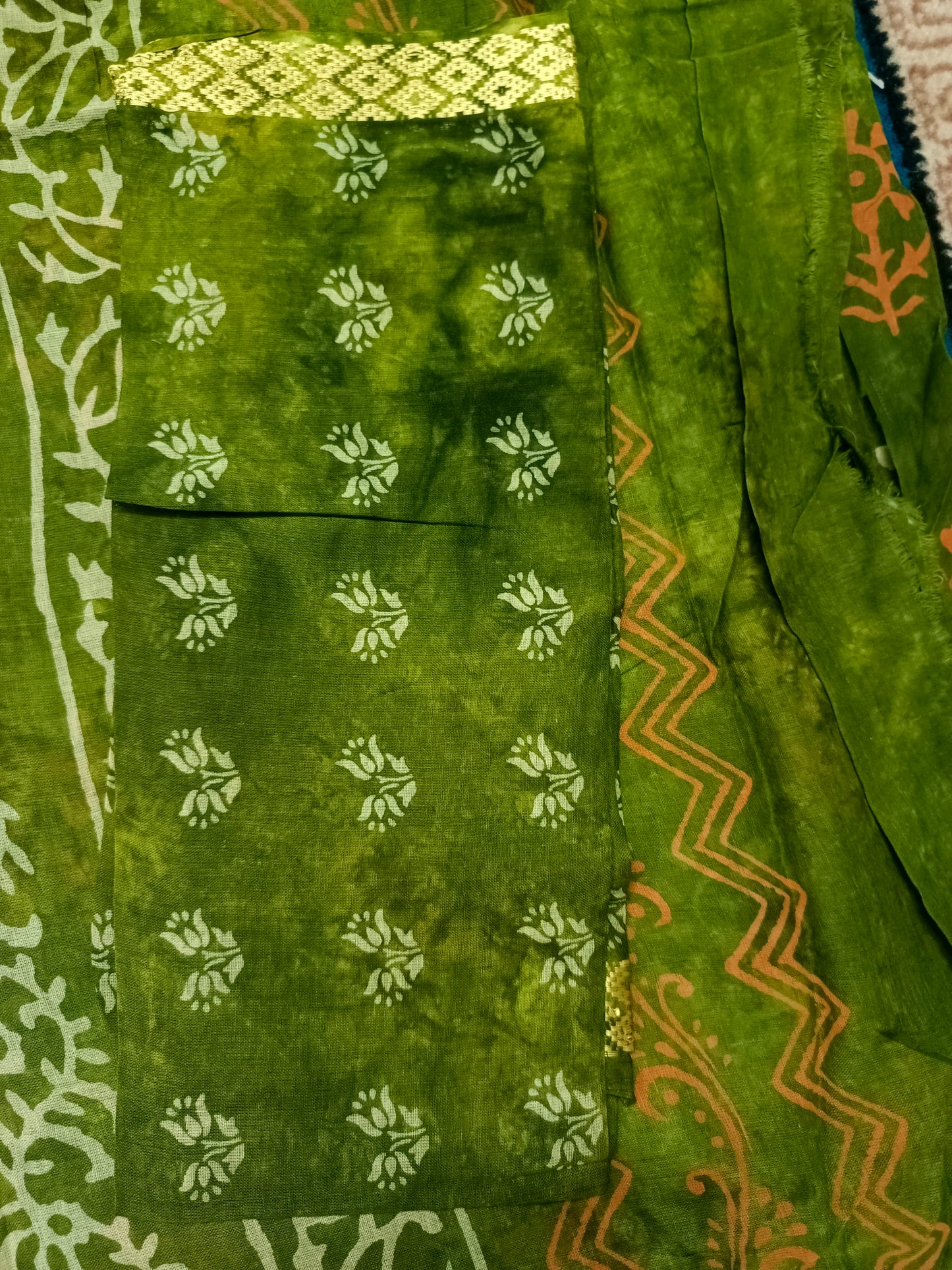 Fern green Pina cola Vol 2 Vegan mull cotton saree HA25485