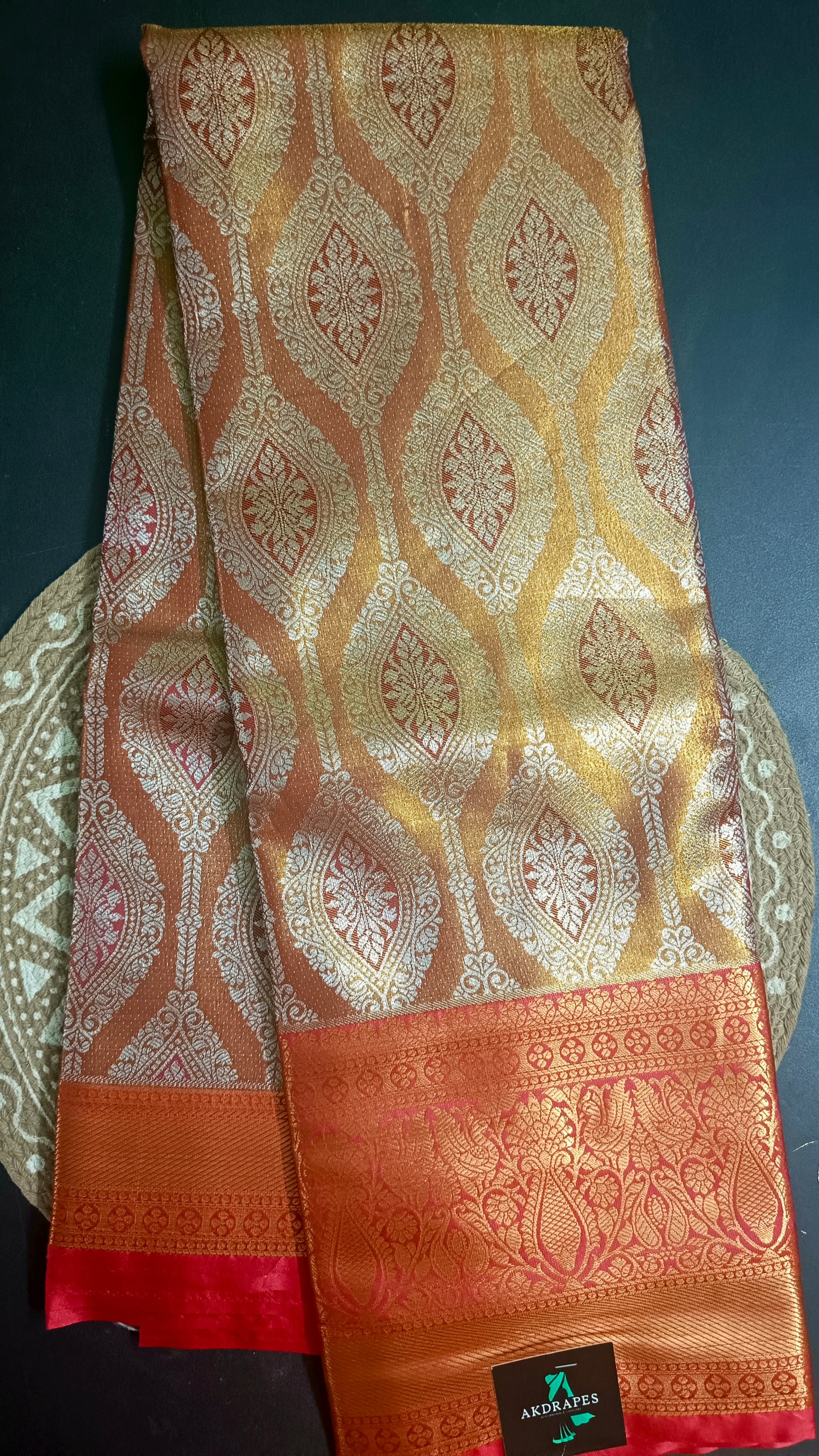 Red Gold Swarnika Vegan bridal silk saree JA25311