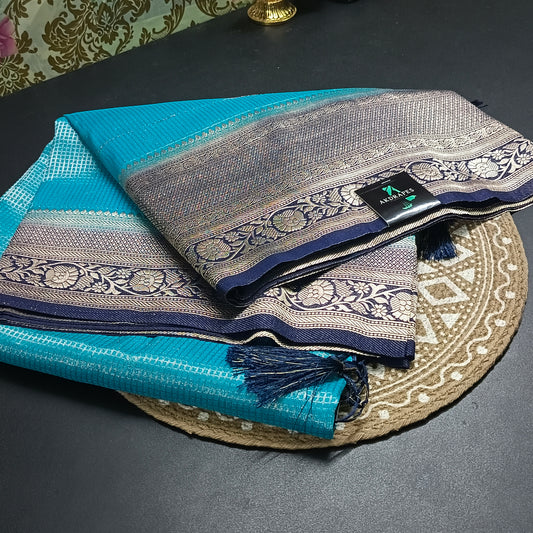 Blue Zari tara vegan banarasi kaddi georgette saree MA25263