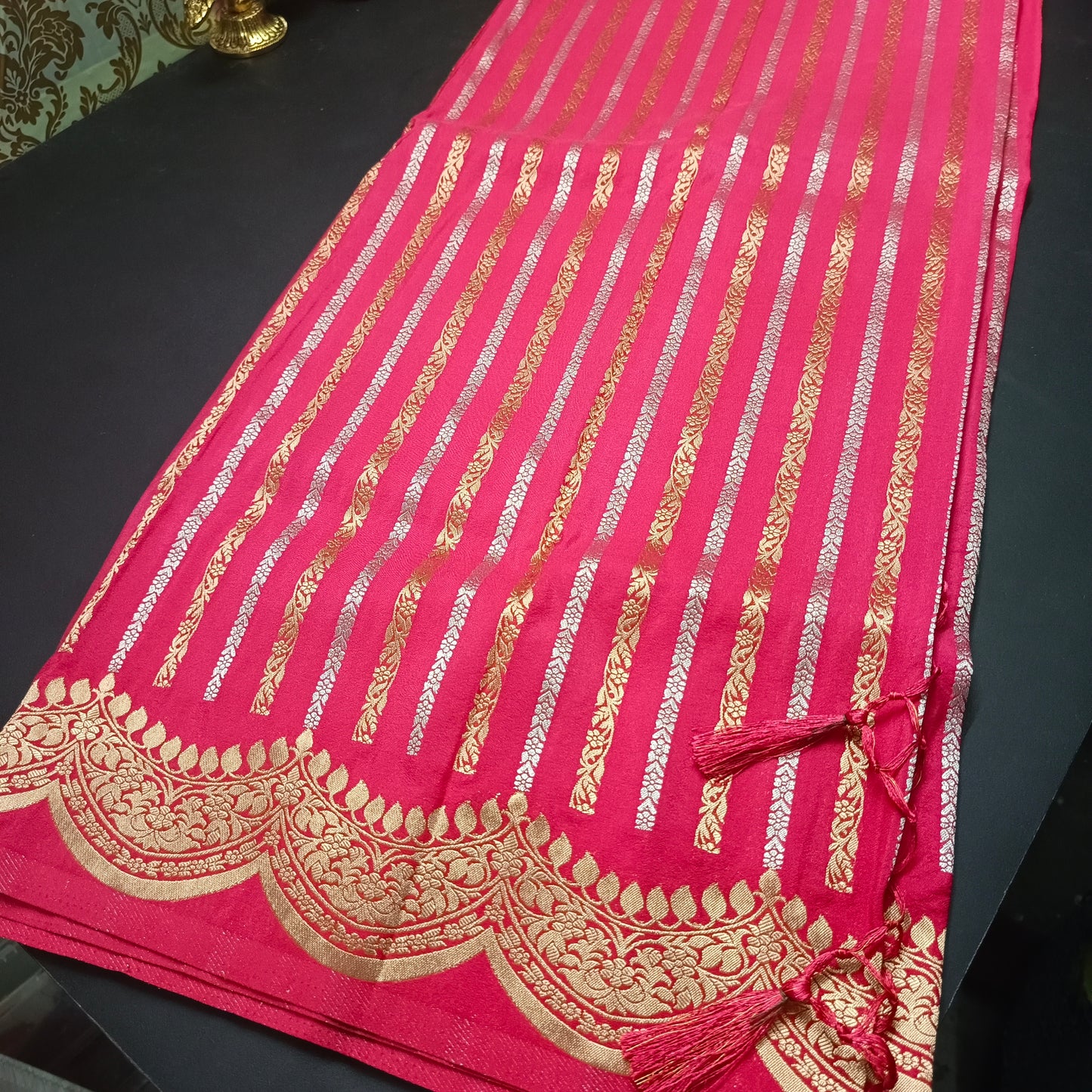 Pink Kanakavalli Premium vegan kaddi georgette saree MA25236