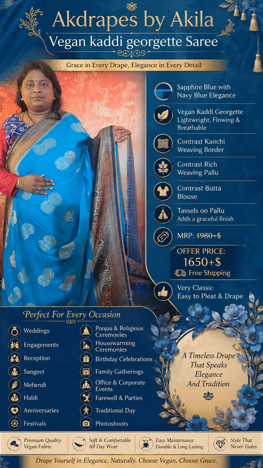 Sapphire Blue banarasi vana premium vegan Kaddi georgette saree MA25208