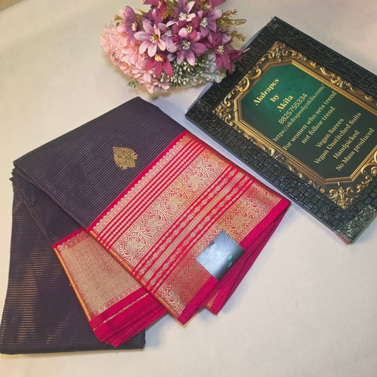 Navy blue pink Parampara vegan kanchi silk saree GA26150