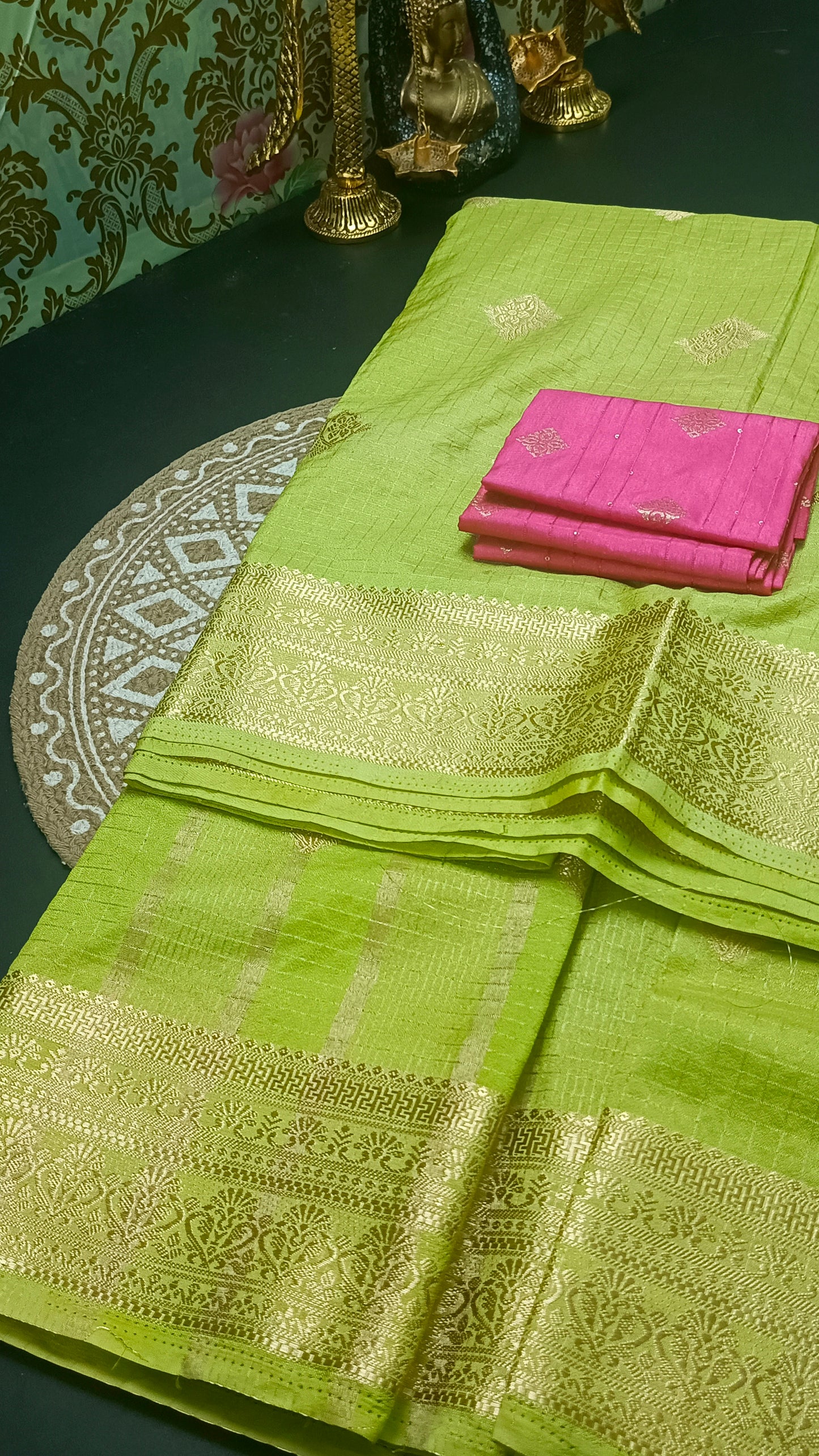 Green Jaalika Vegan Viscose Georgette Saree MA25223