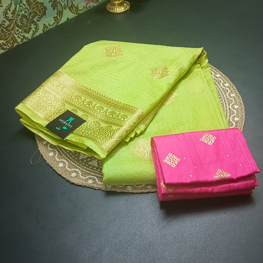 Green Jaalika Vegan Viscose Georgette Saree MA25223