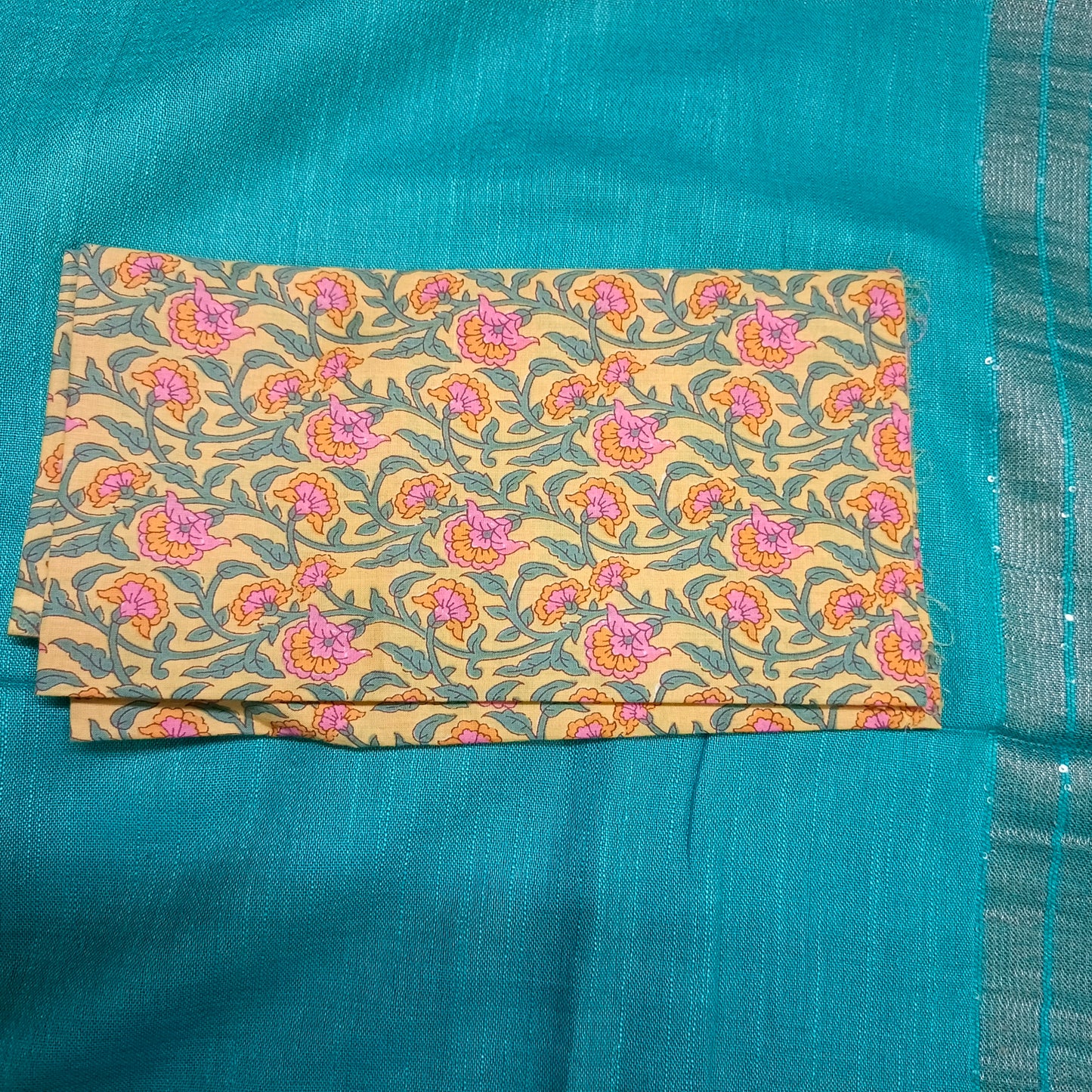 Sea green Candy vegan linen saree HA25511