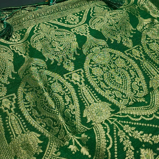 Yellow banarasi vana premium vegan Kaddi georgette saree MA25206