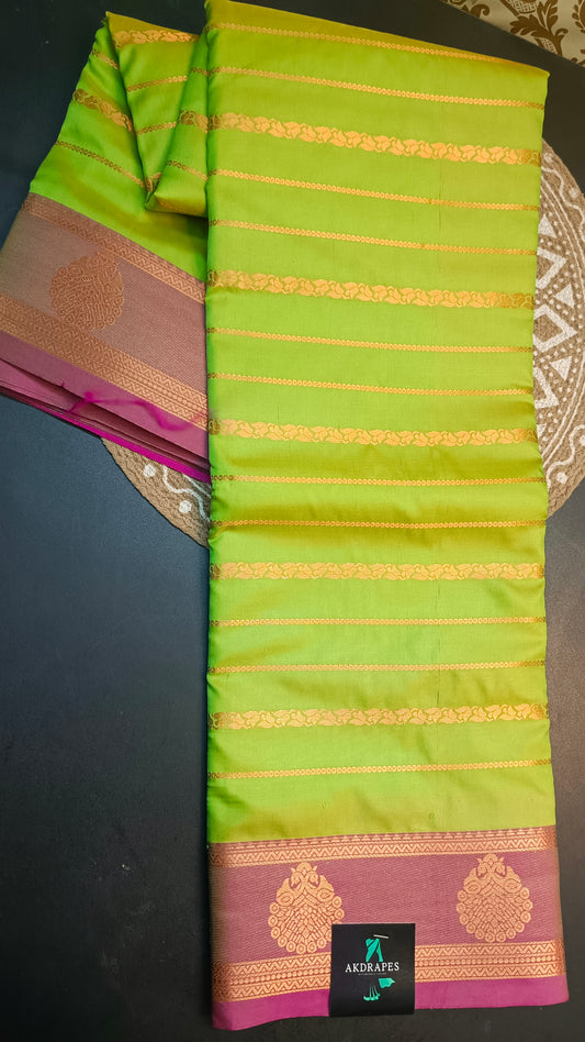Green Majenta  Veldhari Vegan mysore silk saree MA25086