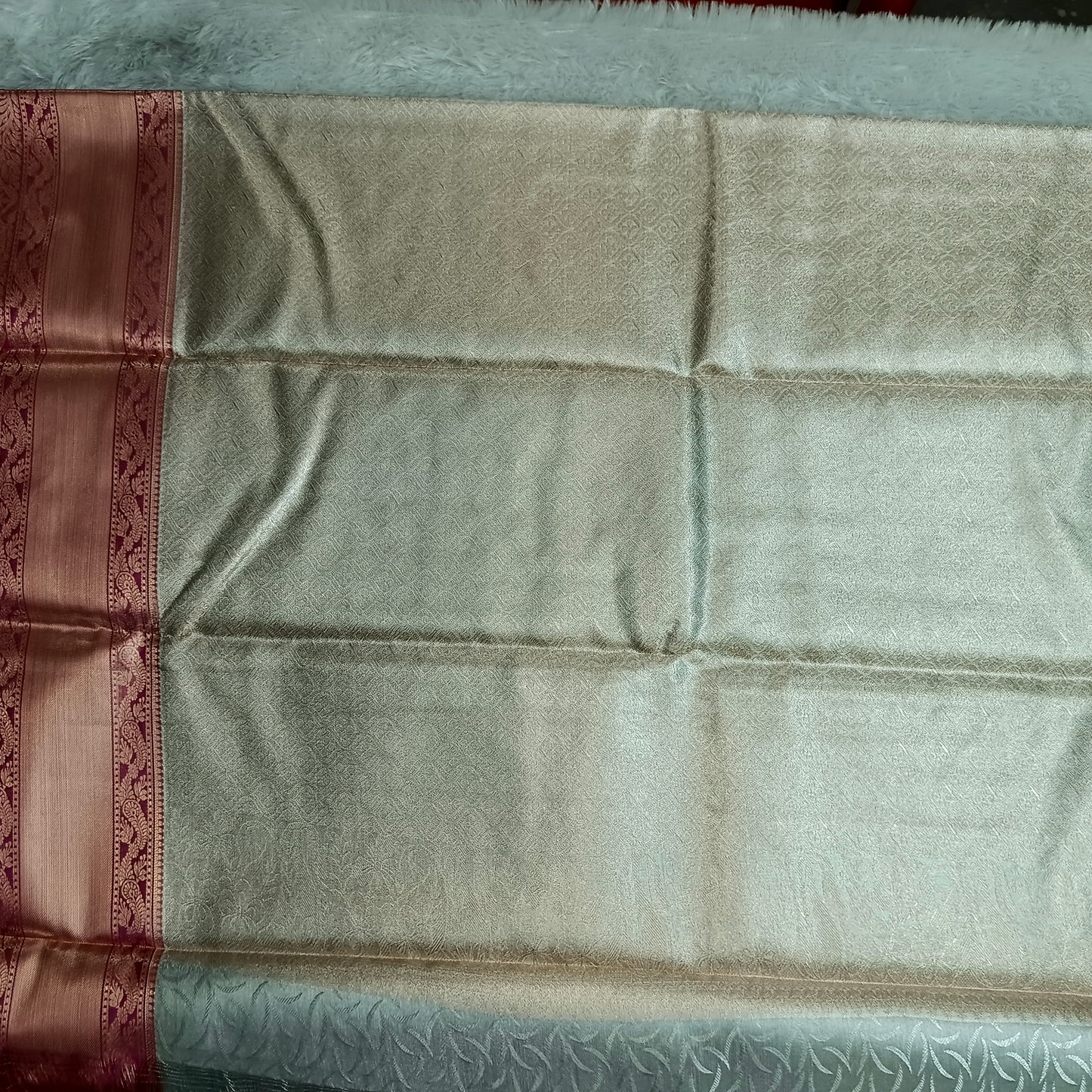 White vaibavam Vegan pastel kanchi brocade saree JA25326