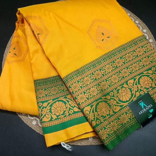 Yellow Green Anantha vastra Vegan Kanchi soft silk saree MA25118